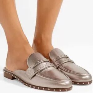 Valentino Studded Metallic Loafers